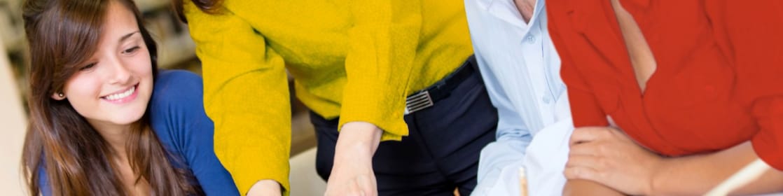 Students at the library