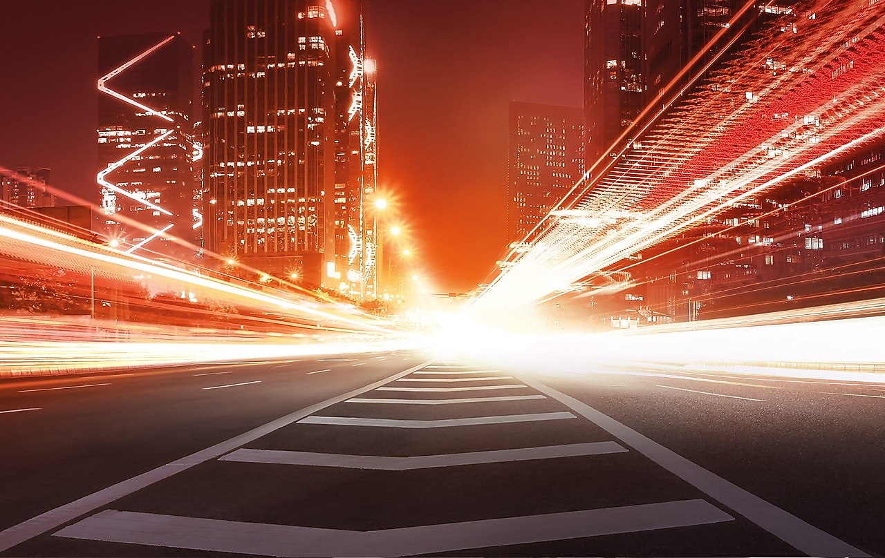 A road full of lights