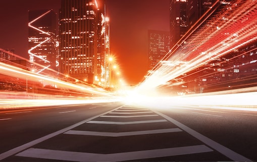 A road full of lights